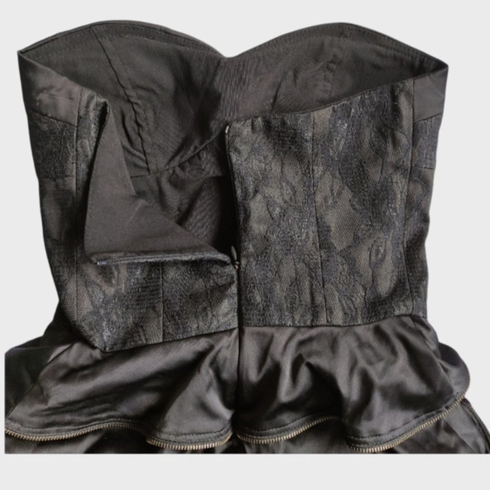 PILGRIM STRALIA Black Strapless Tier Skirt Dress Layered Ruffle - Picture 7 of 9